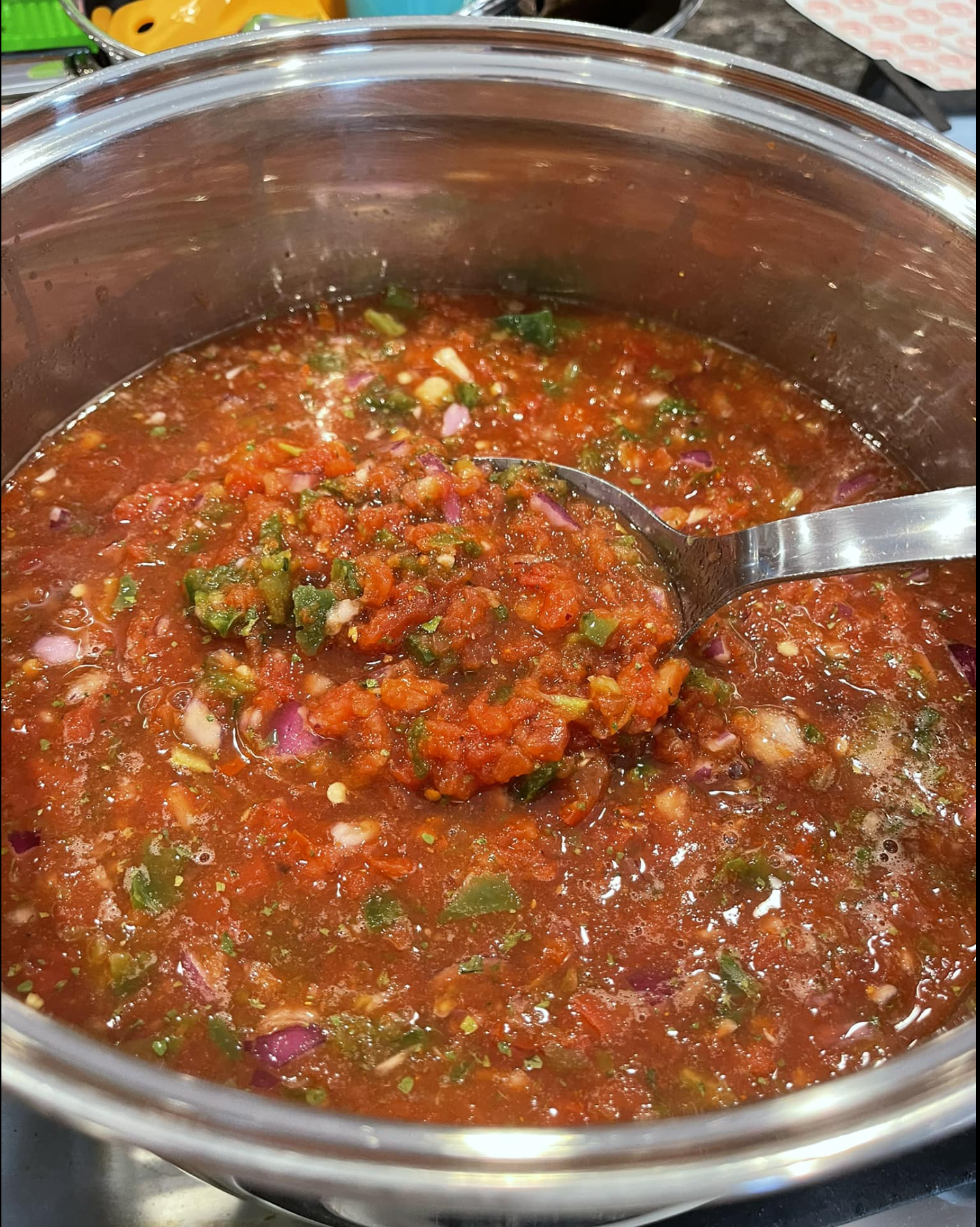 Sauce cooking in progress